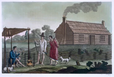 Osage nederzetting nabij de Missouri-rivier, uit 